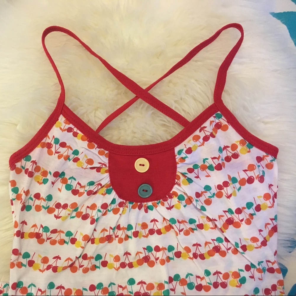 VTG Y2K Cherry tank top spaghetti strap red white s papaya